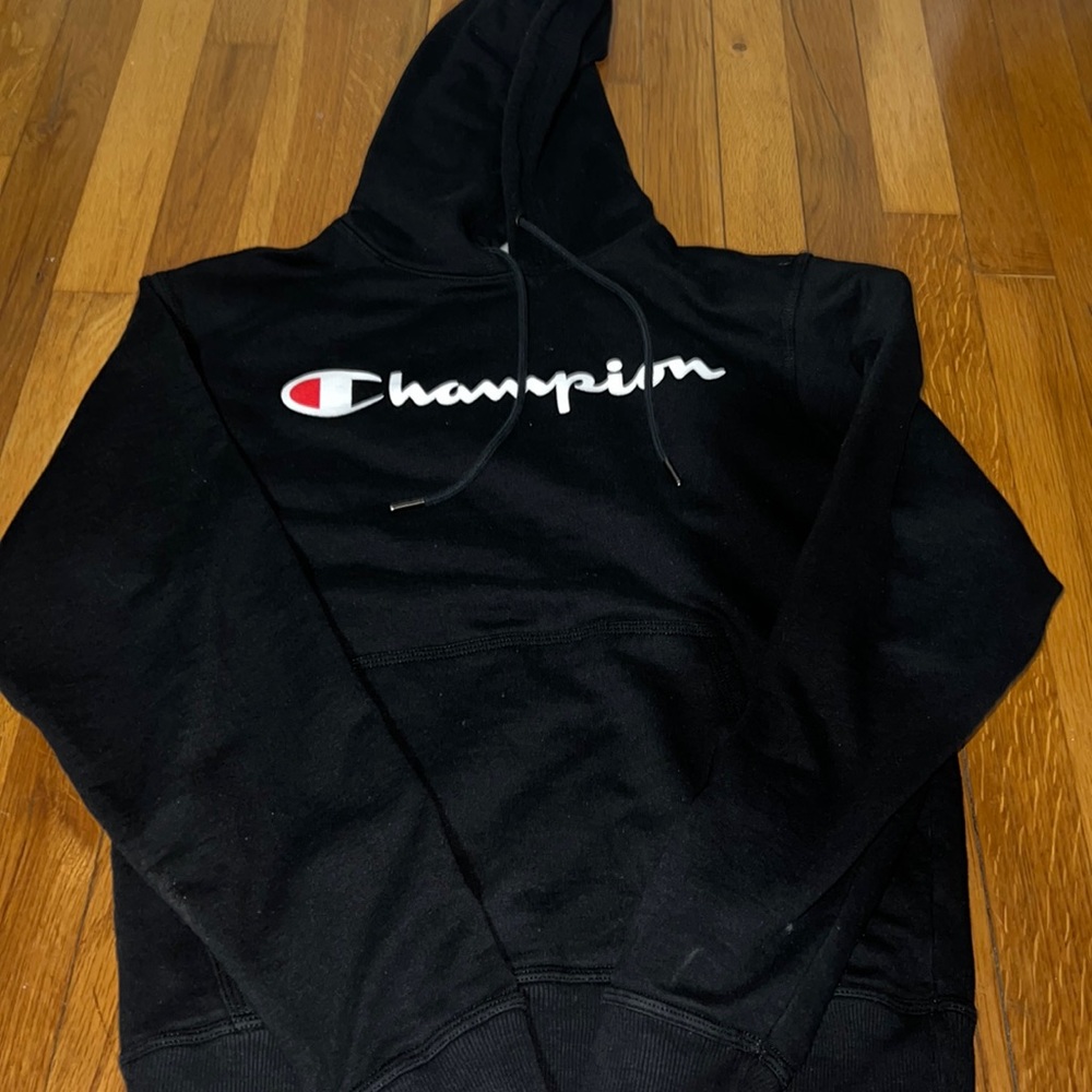 Mens Champion black hoodie size Small